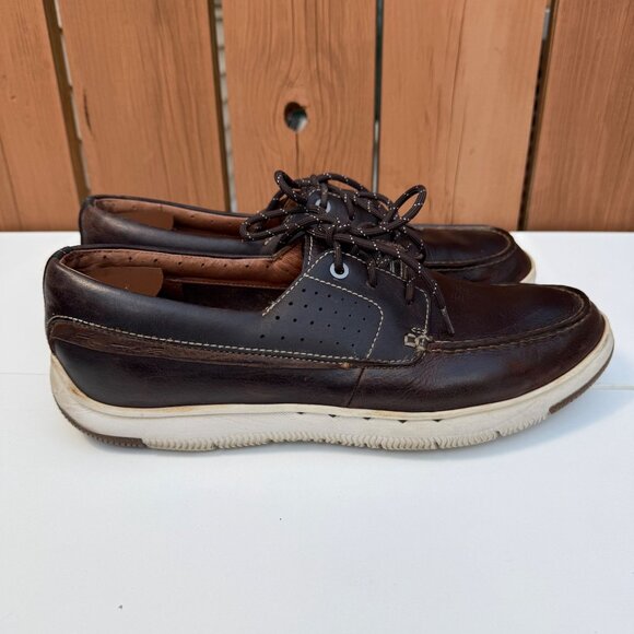 Clarks Unmaslow Edge Mens Size 12 M Brown Leather Casual Lace up Moc Toe Loafers - Picture 4 of 7